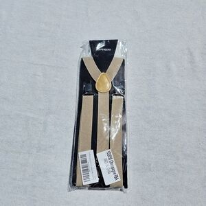 Suspenders and bow tie champagne color new.